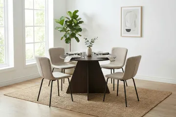 Vera Matgrupp runt 110 cm Rökt Ek med 4 Katy Matstolar - Rökt ek - Products - Möbler - Bord & matgrupp - Matgrupp