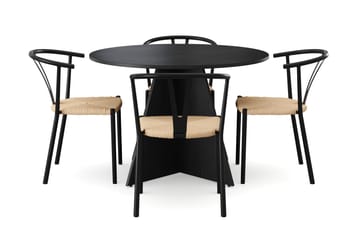 Vera Matgrupp runt 110 cm Svart med 4 Elysia Matstolar - Svartlaserad ek - Products - Möbler - Bord & matgrupp - Matgrupp
