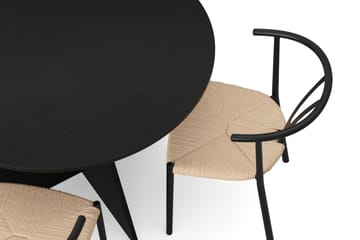 Vera Matgrupp runt 110 cm Svart med 4 Elysia Matstolar - Svartlaserad ek - Products - Möbler - Bord & matgrupp - Matgrupp