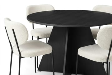 Vera Matgrupp runt 110 cm Svart med 4 Gemmiano Matstolar - Svartlaserad ek - Products - Möbler - Bord & matgrupp - Matgrupp