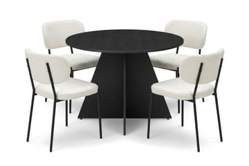 Vera Matgrupp runt 110 cm Svart med 4 Gemmiano Matstolar - Svartlaserad ek - Products - Möbler - Bord & matgrupp - Matgrupp