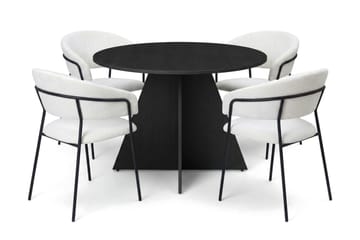 Vera Matgrupp runt 110 cm Svart med 4 Karol Matstolar - Svart - Products - Möbler - Bord & matgrupp - Matgrupp