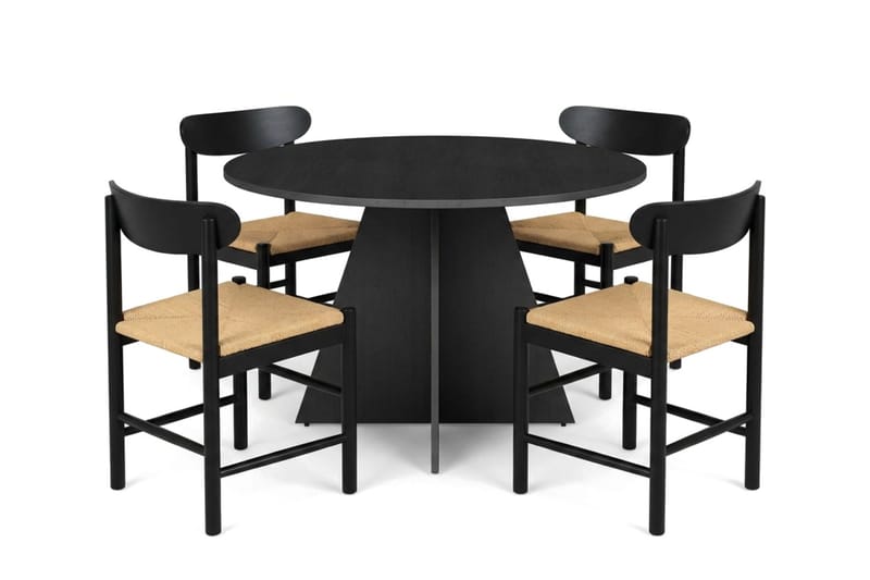 Vera Matgrupp runt 110 cm Svart med 4 Malte Matstolar - Products - Möbler - Bord & matgrupp - Matgrupp
