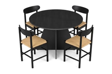 Vera Matgrupp runt 110 cm Svart med 4 Malte Matstolar - Products - Möbler - Bord & matgrupp - Matgrupp