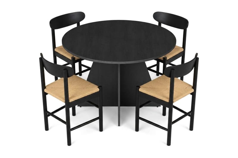 Vera Matgrupp runt 110 cm Svart med 4 Malte Matstolar - Products - Möbler - Bord & matgrupp - Matgrupp