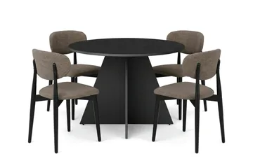 Vera Matgrupp runt 110 cm Svart med 4 Molly Matstolar - Svart - Products - Möbler - Bord & matgrupp - Matgrupp