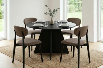 Vera Matgrupp runt 110 cm Svart med 4 Molly Matstolar - Svart - Products - Möbler - Bord & matgrupp - Matgrupp