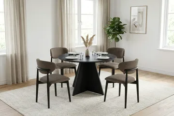 Vera Matgrupp runt 110 cm Svart med 4 Molly Matstolar - Svart - Products - Möbler - Bord & matgrupp - Matgrupp