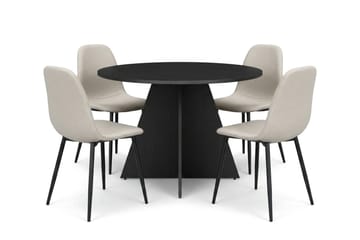 Vera Matgrupp runt 110 cm Svart med 4 Nibe Matstolar - Svart - Products - Möbler - Bord & matgrupp - Matgrupp