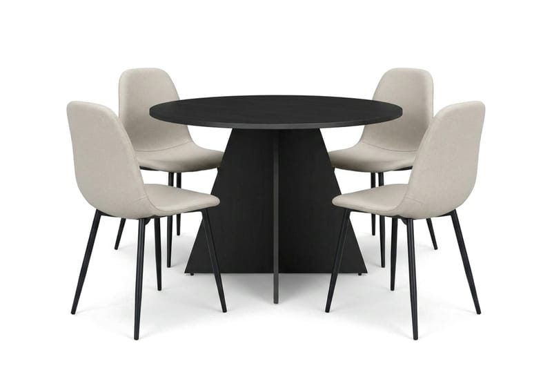 Vera Matgrupp runt 110 cm Svart med 4 Nibe Matstolar - Svart - Products - Möbler - Bord & matgrupp - Matgrupp