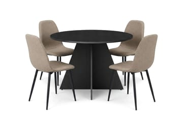 Vera Matgrupp runt 110 cm Svart med 4 Nibe Matstolar - Svart - Products - Möbler - Bord & matgrupp - Matgrupp