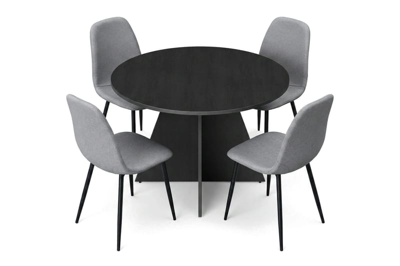 Vera Matgrupp runt 110 cm Svart med 4 Nibe Matstolar - Svart - Products - Möbler - Bord & matgrupp - Matgrupp