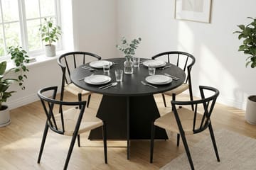 Vera Matgrupp runt 110 cm Svart med 4 Winston Matstolar - Svartlaserad ek - Products - Möbler - Bord & matgrupp - Matgrupp