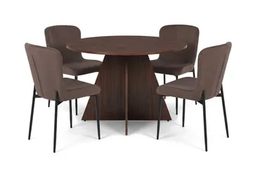 Vera Matgrupp runt 110 cm Valnöt med 4 Elsie Matstolar - Valnöt/Brun - Products - Möbler - Bord & matgrupp - Matgrupp