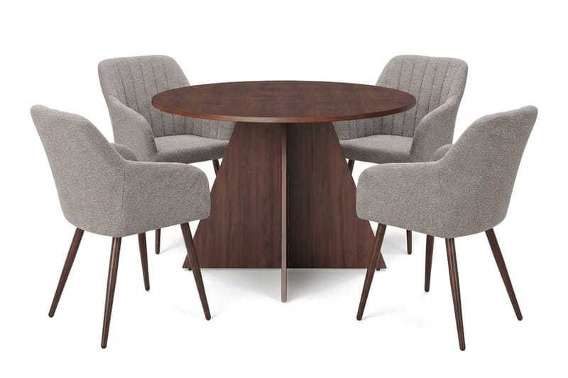 Vera Matgrupp runt 110 cm Valnöt med 4 Filippa Matstolar - Valnöt - Products - Möbler - Bord & matgrupp - Matgrupp
