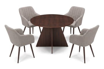 Vera Matgrupp runt 110 cm Valnöt med 4 Filippa Matstolar - Valnöt - Products - Möbler - Bord & matgrupp - Matgrupp