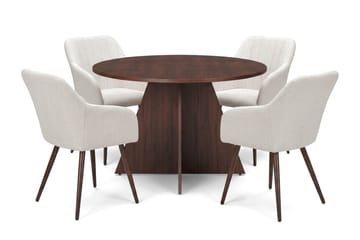 Vera Matgrupp runt 110 cm Valnöt med 4 Filippa Matstolar - Valnöt - Products - Möbler - Bord & matgrupp - Matgrupp