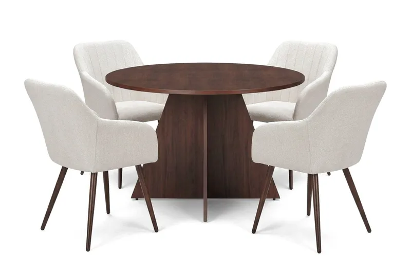 Vera Matgrupp runt 110 cm Valnöt med 4 Filippa Matstolar - Valnöt - Products - Möbler - Bord & matgrupp - Matgrupp