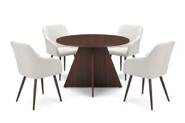 Vera Matgrupp runt 110 cm Valnöt med 4 Filippa Matstolar - Valnöt - Products - Möbler - Bord & matgrupp - Matgrupp