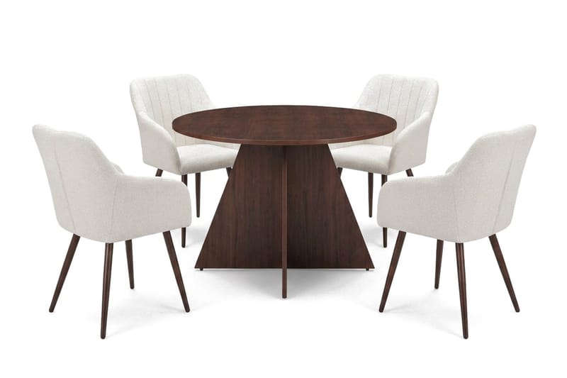Vera Matgrupp runt 110 cm Valnöt med 4 Filippa Matstolar - Valnöt - Products - Möbler - Bord & matgrupp - Matgrupp