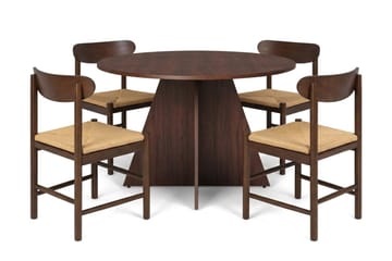 Vera Matgrupp runt 110 cm Valnöt med 4 Malte Matstolar - Products - Möbler - Bord & matgrupp - Matgrupp