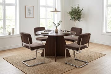 Vera Matgrupp runt 110 cm Valnöt med 4 Milva Matstolar - Valnöt - Products - Möbler - Bord & matgrupp - Matgrupp