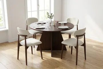 Vera Matgrupp runt 110 cm Valnöt med 4 Molly Matstolar - Valnöt - Products - Möbler - Bord & matgrupp - Matgrupp