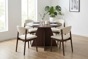 Vera Matgrupp runt 110 cm Valnöt med 4 Nala Matstolar - Valnöt - Products - Möbler - Bord & matgrupp - Matgrupp
