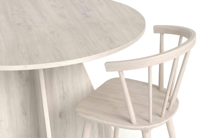 Vera Matgrupp runt 110 cm Vitlaserad med 4 Tyrö Matstolar - Vitlaserad ek - Products - Möbler - Bord & matgrupp - Matgrupp
