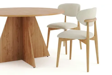 Vera Matgrupp runt 130 cm Ek med 6 Molly Matstolar - Ek - Products - Möbler - Bord & matgrupp - Matgrupp