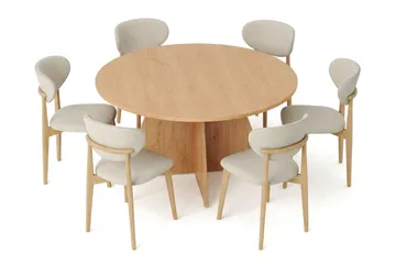 Vera Matgrupp runt 130 cm Ek med 6 Molly Matstolar - Ek - Products - Möbler - Bord & matgrupp - Matgrupp