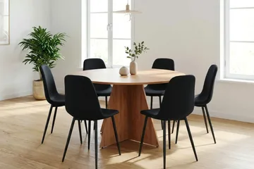 Vera Matgrupp runt 130 cm Ek med 6 Nibe Matstolar - Ek - Products - Möbler - Bord & matgrupp - Matgrupp
