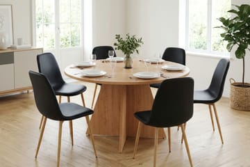 Vera Matgrupp runt 130 cm Ek med 6 Nibe Matstolar - Ek - Products - Möbler - Bord & matgrupp - Matgrupp