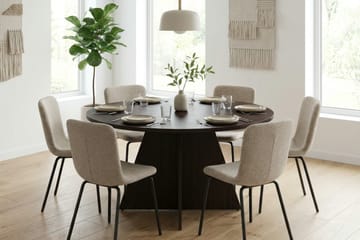 Vera Matgrupp runt 130 cm Rökt Ek med 6 Katy Matstolar - Rökt ek - Products - Möbler - Bord & matgrupp - Matgrupp