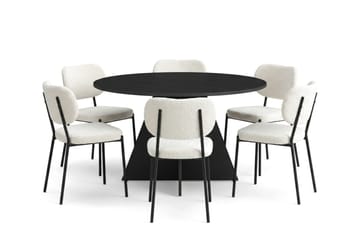 Vera Matgrupp runt 130 cm Svart med 6 Gemmiano Matstolar - Svart - Products - Möbler - Bord & matgrupp - Matgrupp