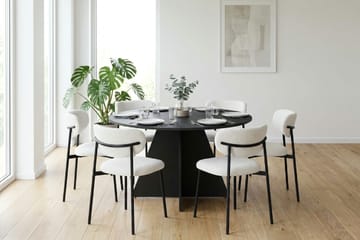 Vera Matgrupp runt 130 cm Svart med 6 Lucy Matstolar - Svart - Products - Möbler - Bord & matgrupp - Matgrupp