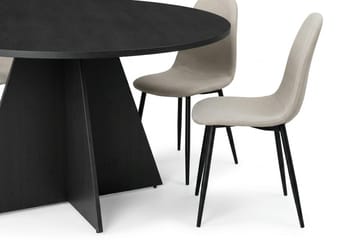 Vera Matgrupp runt 130 cm Svart med 6 Nibe Matstolar - Svart - Products - Möbler - Bord & matgrupp - Matgrupp