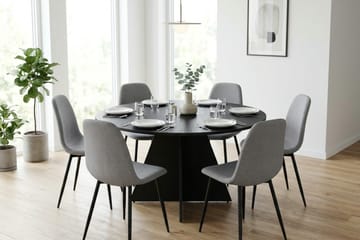 Vera Matgrupp runt 130 cm Svart med 6 Nibe Matstolar - Svartlaserad ek - Products - Möbler - Bord & matgrupp - Matgrupp