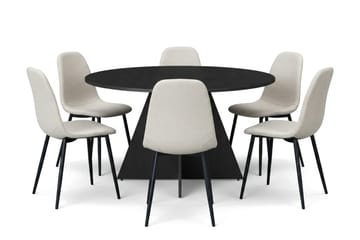 Beige/Metallben Svart - Svartlaserad ek
