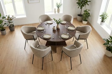 Vera Matgrupp runt 130 cm Valnöt med 6 Filip Matstolar - Valnöt - Products - Möbler - Bord & matgrupp - Matgrupp
