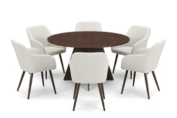 Vera Matgrupp runt 130 cm Valnöt med 6 Filippa Matstolar - Valnöt - Products - Möbler - Bord & matgrupp - Matgrupp