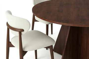 Vera Matgrupp runt 130 cm Valnöt med 6 Molly Matstolar - Valnöt - Products - Möbler - Bord & matgrupp - Matgrupp