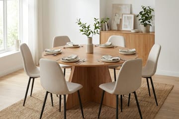 Vera Matgrupp runt 150 cm Ek med 6 Nibe Matstolar - Ek - Products - Möbler - Bord & matgrupp - Matgrupp