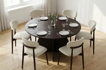 Vera Matgrupp runt 150 cm Rökt Ek med 6 Molly Matstolar - Rökt ek - Products - Möbler - Bord & matgrupp - Matgrupp