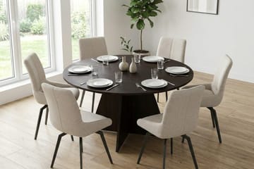 Vera Matgrupp runt 150 cm Rökt Ek med 6 Mora Matstolar - Rökt ek - Products - Möbler - Bord & matgrupp - Matgrupp
