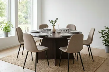 Vera Matgrupp runt 150 cm Rökt Ek med 6 Nibe Matstolar - Rökt ek - Products - Möbler - Bord & matgrupp - Matgrupp