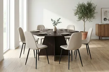 Vera Matgrupp runt 150 cm Rökt Ek med 6 Nibe Matstolar - Rökt ek - Products - Möbler - Bord & matgrupp - Matgrupp