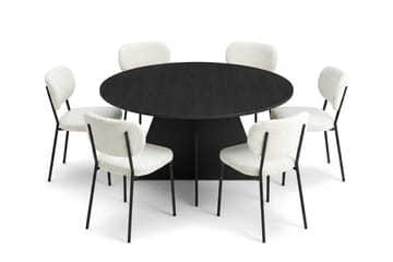 Vera Matgrupp runt 150 cm Svart med 6 Gemmiano Matstolar - Svart - Products - Möbler - Bord & matgrupp - Matgrupp