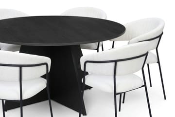 Vera Matgrupp runt 150 cm Svart med 6 Karol Matstolar - Svart - Products - Möbler - Bord & matgrupp - Matgrupp