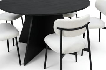 Vera Matgrupp runt 150 cm Svart med 6 Lucy Matstolar - Svart - Products - Möbler - Bord & matgrupp - Matgrupp